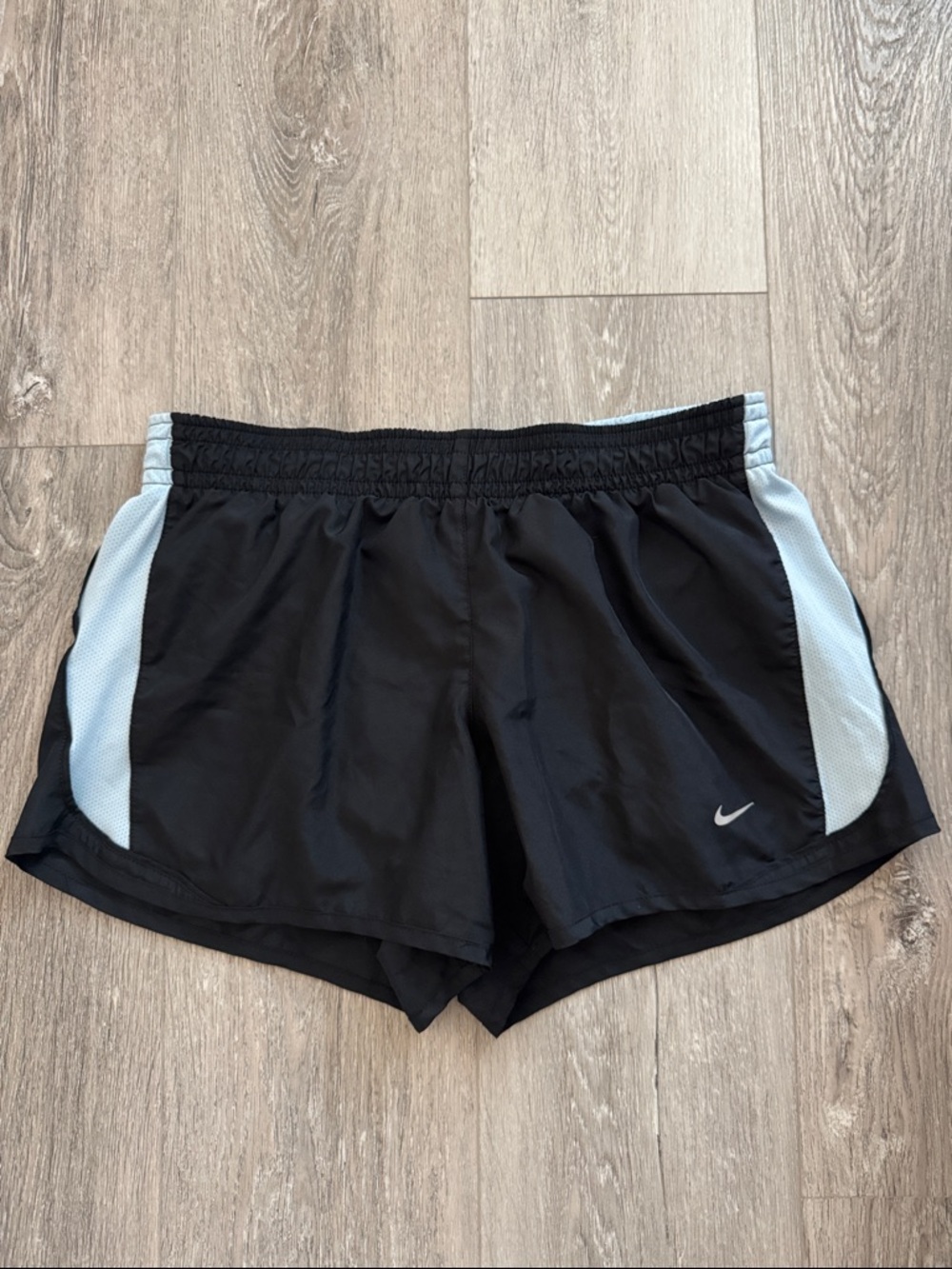 Nike Women’s Black Shorts with Light Blue Side Panels with Liner Size M